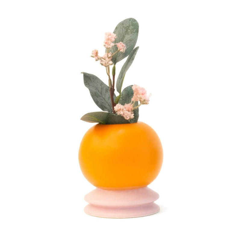 vase boule orange et rose