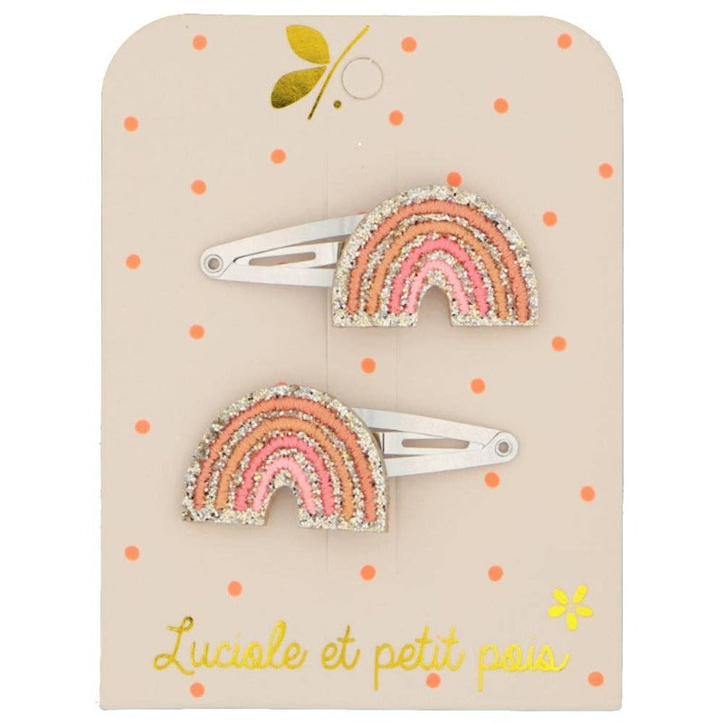 Barrettes arcs-en-ciel rose