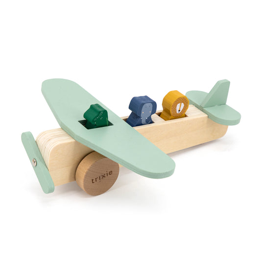 Avion en bois animaux
