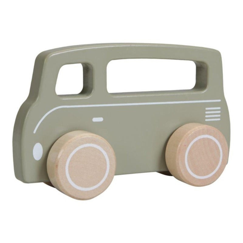 Camionnette vert olive collection little goose de la marque Little Dutch. Véhicule en bois, robuste. 