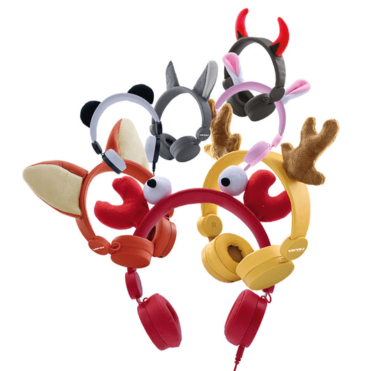 Casques filaires Kidyears de Kidywolf avec des oreilles aimantées.