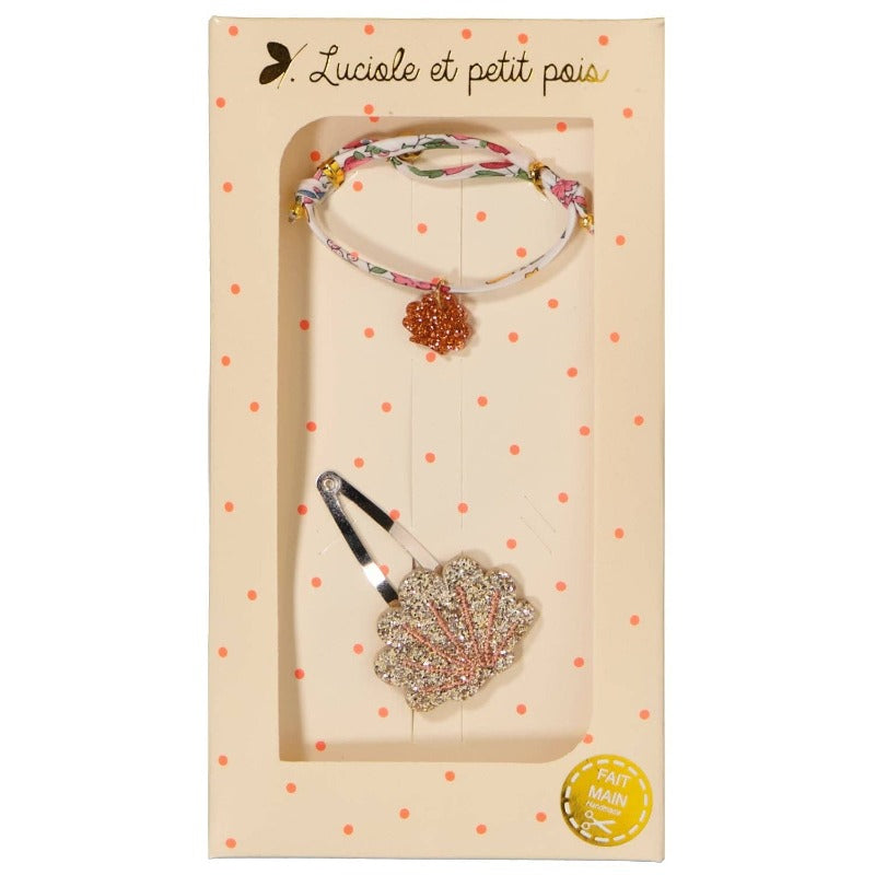 Coffret cadeau - Barrette & Bracelet - Coquillage doré & Libery Nancy Ann