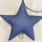 Mobile Musicale nomade en forme d'étoile confectionné en Gaze de coton bleu Marine et étoiles argent