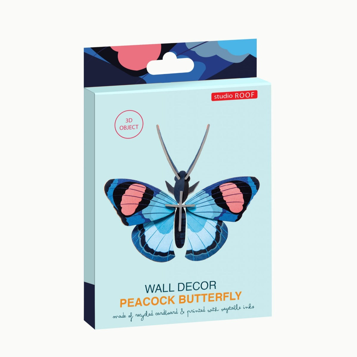 Emballage de l'objet 3D peacock blue butterfly, format : 4 x B6 feuilles avec 11 pièces 