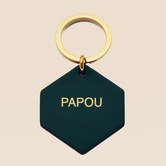 Porte-Clés en cuir vert sapin - Papou ♡