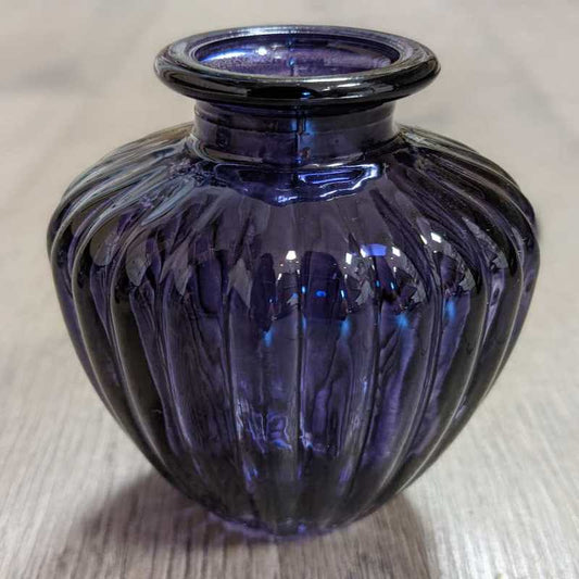 Vase Soliflore Flacon en verre strié violet